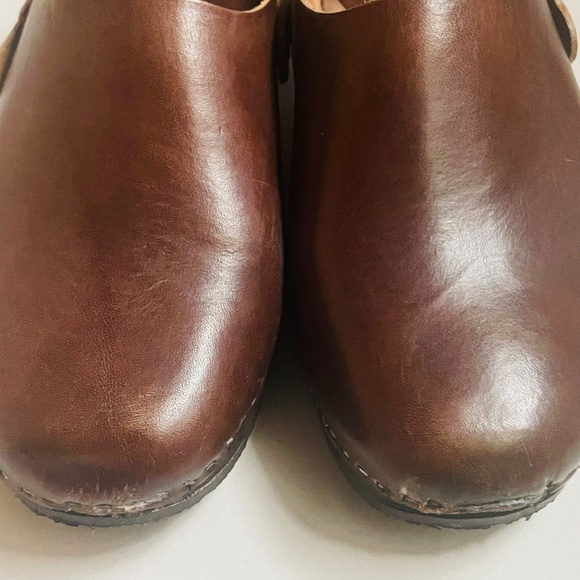 Bosabo Size 7 Brown Leather Wood Sole Clogs - Picture 15 of 16